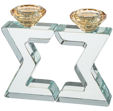 פמוטי קריסטל ״מגן דוד״ (2 נרות)