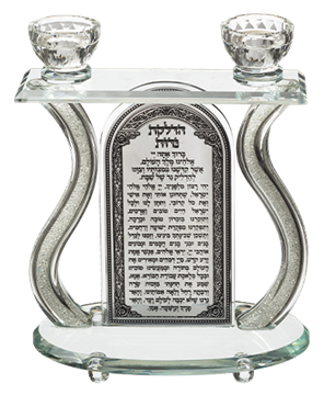 פמוטי קריסטל עם פלקטה ואבנים (2 נרות)