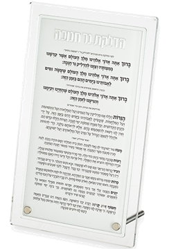 סדר הדלקת נרות חנוכה אקריליק עומד כסף 13X22 ס״מ