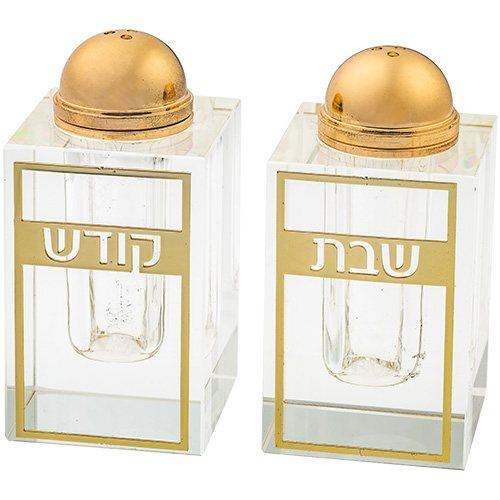 זוג מלחיות קריסטל עם פלקטה חיתוך לייזר 8x4 ס״מ