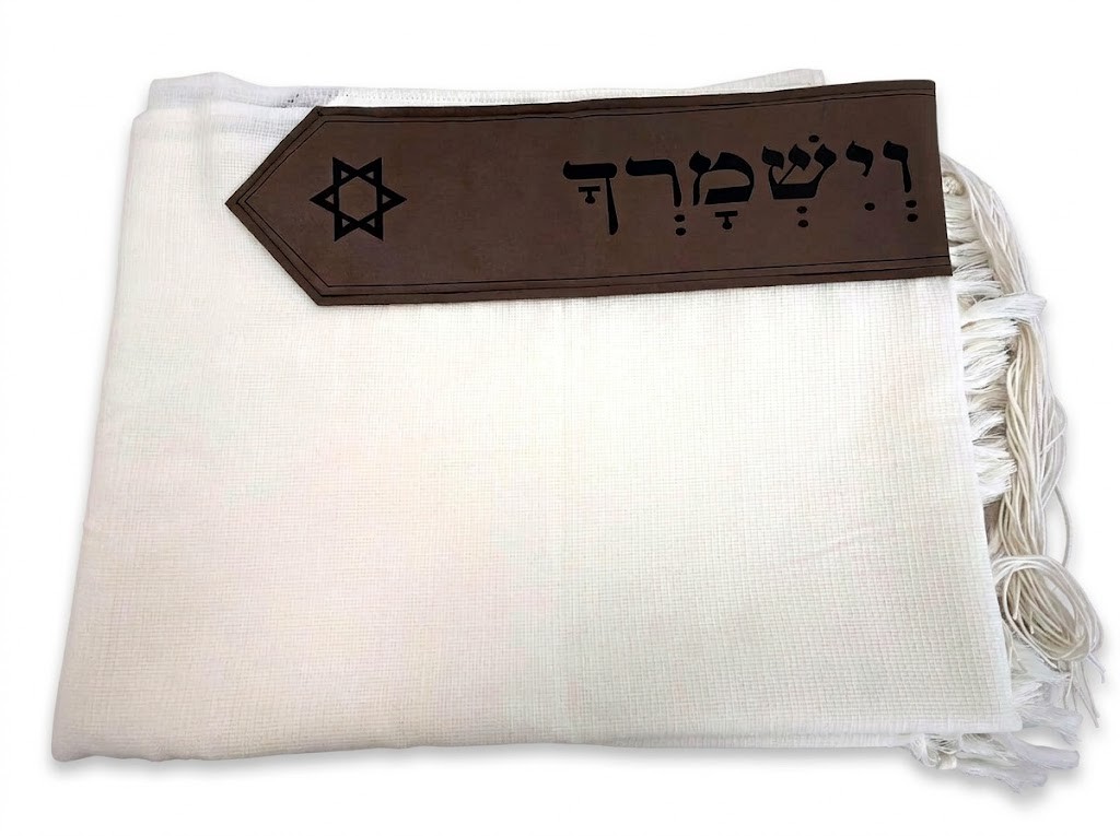 טלית צמר עם עטרה ו-4 כנפות | עטרה חומה · מגן דוד