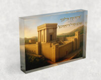 3007 – ציור של בית המקדש השלישי עם פסוק: "וְהָיוּ עֵינַי וְלִבִּי שָׁם כָּל הַיָּמִים" על בלוק אקרילי